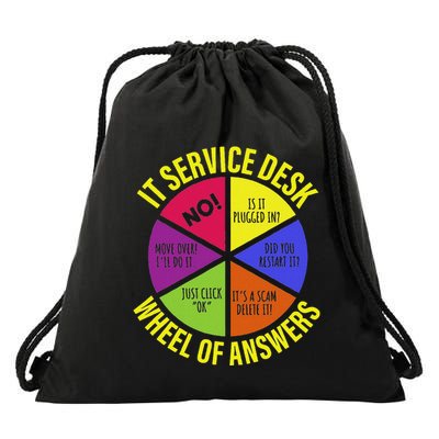 It Servicedesk Wheel Of Answers Computer Repair For It Freaks Drawstring Bag