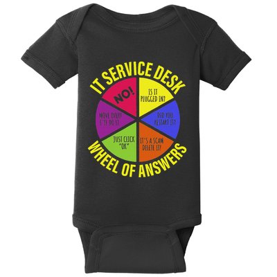 It Servicedesk Wheel Of Answers Computer Repair For It Freaks Baby Bodysuit