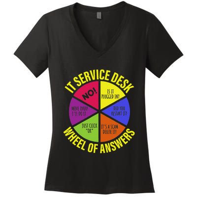 It Servicedesk Wheel Of Answers Computer Repair For It Freaks Women's V-Neck T-Shirt