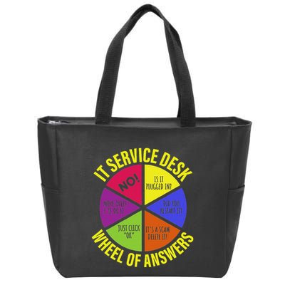 It Servicedesk Wheel Of Answers Computer Repair For It Freaks Zip Tote Bag