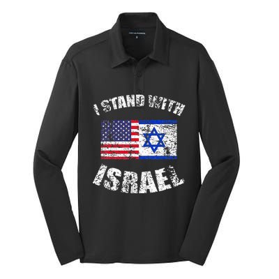 I Stand With Israel Silk Touch Performance Long Sleeve Polo