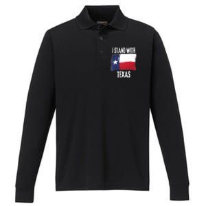 I Stand With Texas Flag Usa State Of Texas Performance Long Sleeve Polo