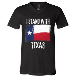 I Stand With Texas Flag Usa State Of Texas V-Neck T-Shirt