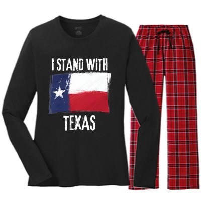 I Stand With Texas Flag Usa State Of Texas Women's Long Sleeve Flannel Pajama Set 