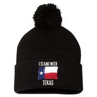 I Stand With Texas Flag Usa State Of Texas Pom Pom 12in Knit Beanie