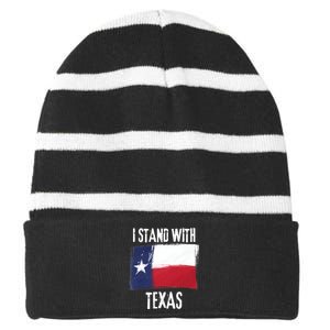 I Stand With Texas Flag Usa State Of Texas Striped Beanie with Solid Band