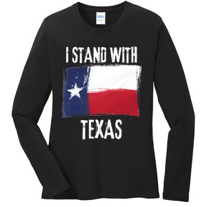 I Stand With Texas Flag Usa State Of Texas Ladies Long Sleeve Shirt