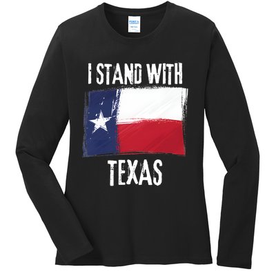 I Stand With Texas Flag Usa State Of Texas Ladies Long Sleeve Shirt