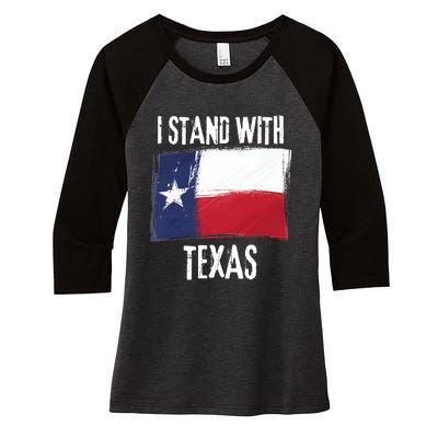 I Stand With Texas Flag Usa State Of Texas Women's Tri-Blend 3/4-Sleeve Raglan Shirt