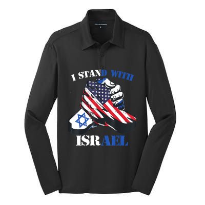 I Stand With Israel Support Israel Love Israeli Brotherhood Silk Touch Performance Long Sleeve Polo