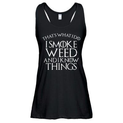 I Smoke Weed And I Know Things Funny 420 Pot Stoner Gift Ladies Essential Flowy Tank