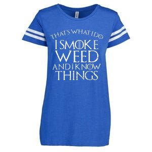 I Smoke Weed And I Know Things Funny 420 Pot Stoner Gift Enza Ladies Jersey Football T-Shirt