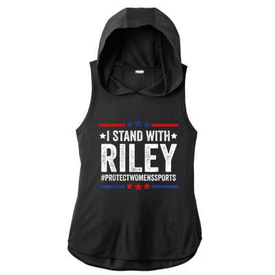 I Stand With Riley Gaines #ProtectWomensSports Ladies PosiCharge Tri-Blend Wicking Draft Hoodie Tank