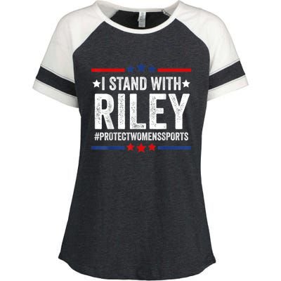 I Stand With Riley Gaines #ProtectWomensSports Enza Ladies Jersey Colorblock Tee