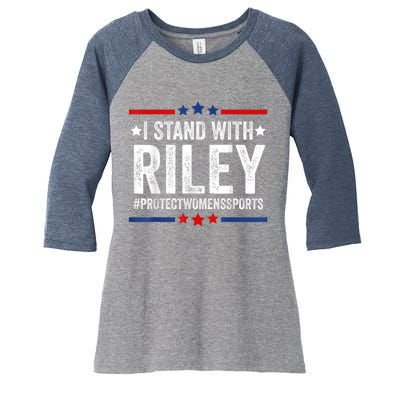 I Stand With Riley Gaines #ProtectWomensSports Women's Tri-Blend 3/4-Sleeve Raglan Shirt