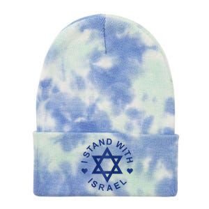 I Stand With Israel Israeli Flag Jewish Star Of David Israel Strong Tie Dye 12in Knit Beanie