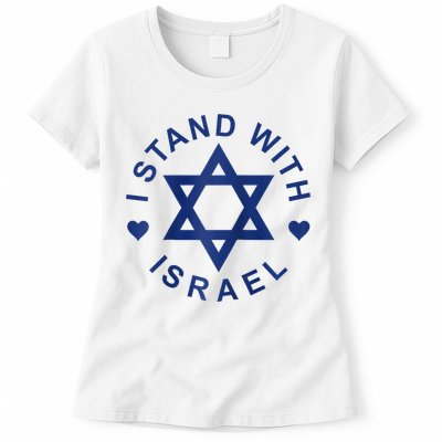 I Stand With Israel Israeli Flag Jewish Star Of David Israel Strong Womens T-Shirt