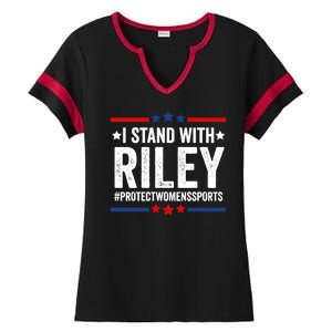 I Stand With Riley Gaines Protect Womens Sports Ladies Halftime Notch Neck Tee