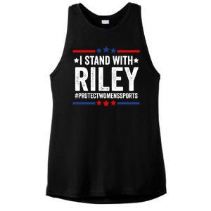 I Stand With Riley Gaines Protect Womens Sports Ladies PosiCharge Tri-Blend Wicking Tank