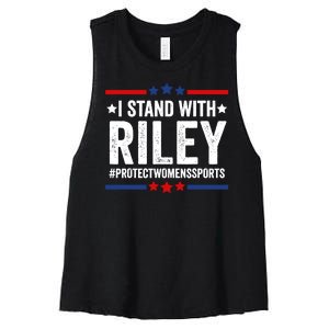 I Stand With Riley Gaines Protect Womens Sports Women's Racerback Cropped Tank