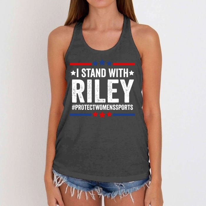 I Stand With Riley Gaines Protect Womens Sports Women's Knotted Racerback Tank