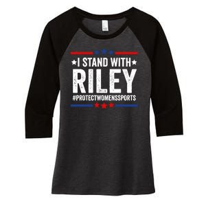 I Stand With Riley Gaines Protect Womens Sports Women's Tri-Blend 3/4-Sleeve Raglan Shirt