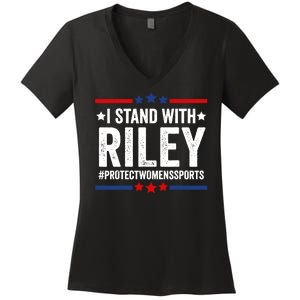 I Stand With Riley Gaines Protect Womens Sports Women's V-Neck T-Shirt