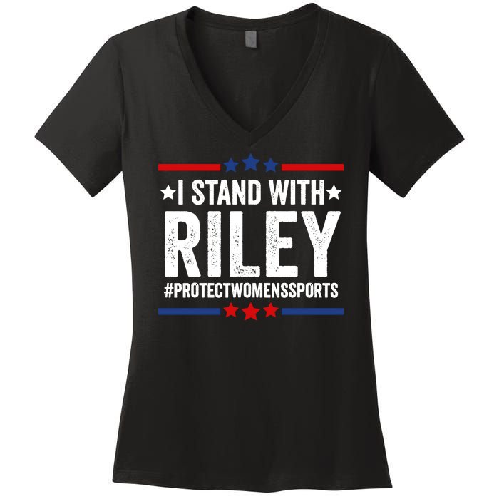 I Stand With Riley Gaines Protect Womens Sports Women's V-Neck T-Shirt