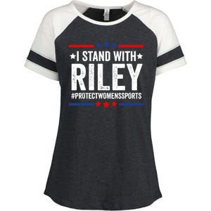 I Stand With Riley Gaines Protect Womens Sports Enza Ladies Jersey Colorblock Tee