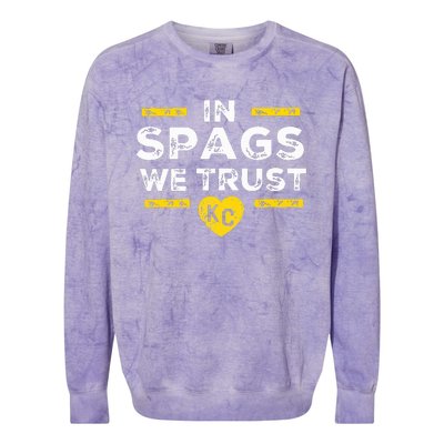 In Spags We Trust Heart Kc Spags Defense Colorblast Crewneck Sweatshirt