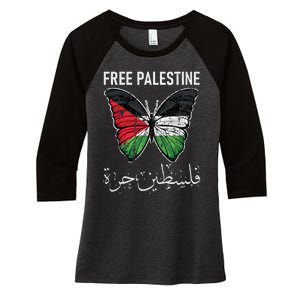 i stand with palestine quote a free palestine design Women's Tri-Blend 3/4-Sleeve Raglan Shirt