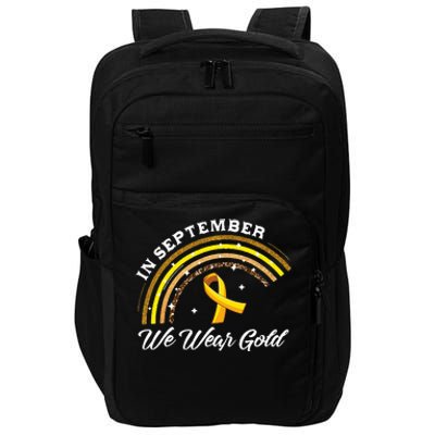 In September We Wear Gold Rainbow Childhood Cancer Awareness Impact Tech Backpack