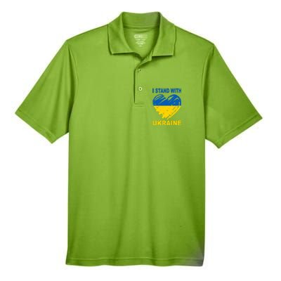 I Stand With Ukraine Heart Men's Origin Performance Piqué Polo