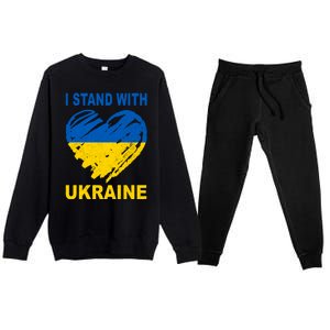 I Stand With Ukraine Heart Premium Crewneck Sweatsuit Set