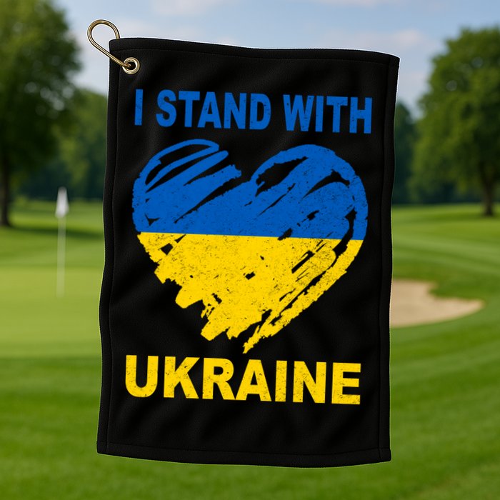 I Stand With Ukraine Heart Golf Towel
