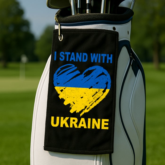 I Stand With Ukraine Heart Golf Towel