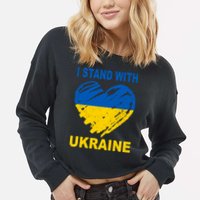 I Stand With Ukraine Heart Cropped Pullover Crew