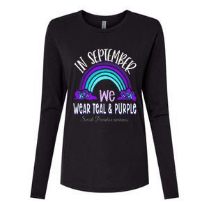 In September We Wear Teal Purple Ribbon Suicide Prevention Womens Cotton Relaxed Long Sleeve T-Shirt