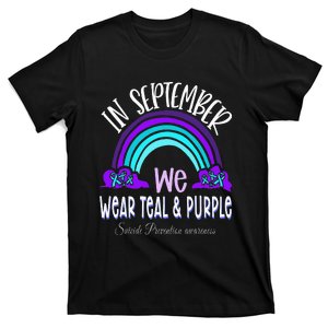 In September We Wear Teal Purple Ribbon Suicide Prevention T-Shirt