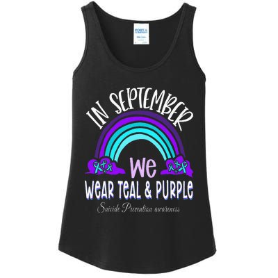 In September We Wear Teal Purple Ribbon Suicide Prevention Ladies Essential Tank