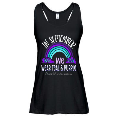 In September We Wear Teal Purple Ribbon Suicide Prevention Ladies Essential Flowy Tank