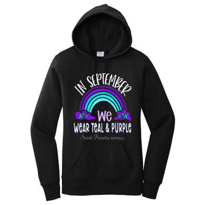 In September We Wear Teal Purple Ribbon Suicide Prevention Women's Pullover Hoodie