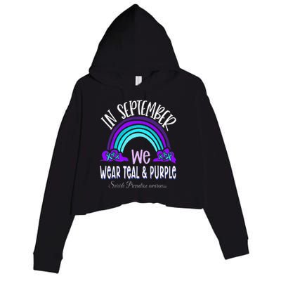 In September We Wear Teal Purple Ribbon Suicide Prevention Crop Fleece Hoodie