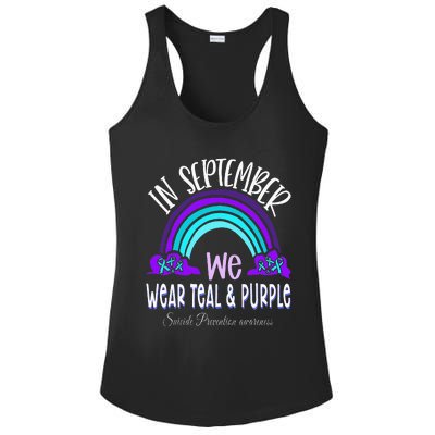 In September We Wear Teal Purple Ribbon Suicide Prevention Ladies PosiCharge Competitor Racerback Tank