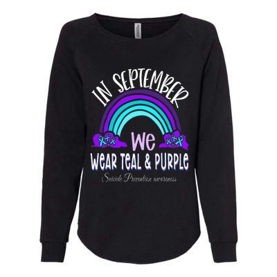 In September We Wear Teal Purple Ribbon Suicide Prevention Womens California Wash Sweatshirt