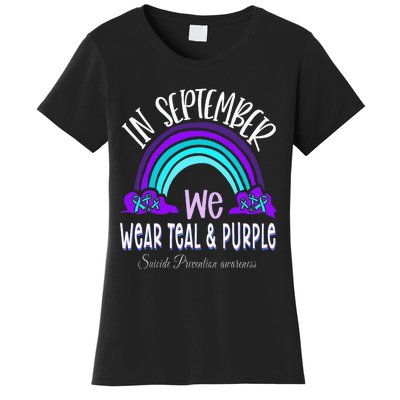 In September We Wear Teal Purple Ribbon Suicide Prevention Women's T-Shirt