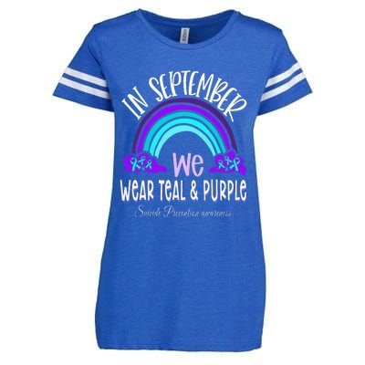 In September We Wear Teal Purple Ribbon Suicide Prevention Enza Ladies Jersey Football T-Shirt