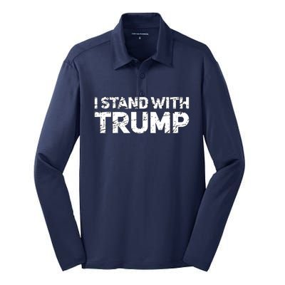 I Stand With Trump Pro Trump Supporter Silk Touch Performance Long Sleeve Polo