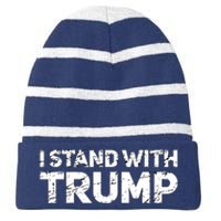 I Stand With Trump Pro Trump Supporter Striped Beanie with Solid Band