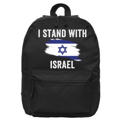 I Stand With Israel I Stand For Peace Usa Israeli Flag Jewish I Support Israel 16 in Basic Backpack